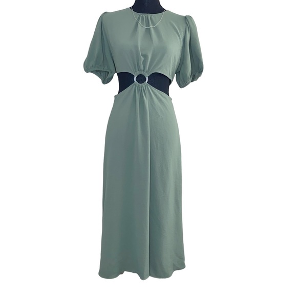 Zara Cut Out Bohemian Style Puff Sleeve Dress - Picture 2 of 15